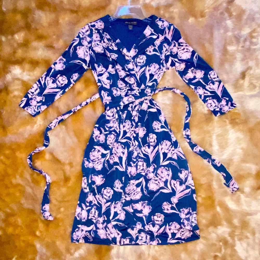 NWOT APeainthePod Maternity Blue Wrap Dress Sz XS